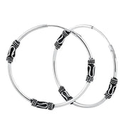 925 Sterling Silver Hoop Earrings Style 9 - Patterned Hoops - with Berlingot Box and Gift Bag